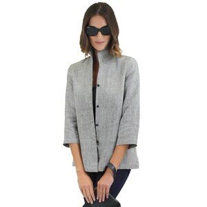 💕CONNIE ROBERSON💕 Ronette Plaid Twill 100% Linen Jacket ~ Windowpane Print XS